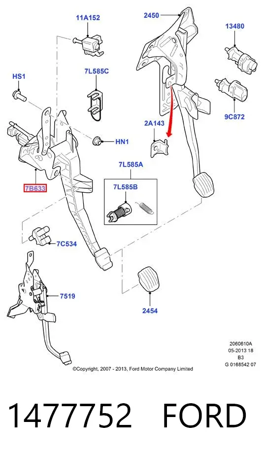 Педаль сцепления 1477752 Ford