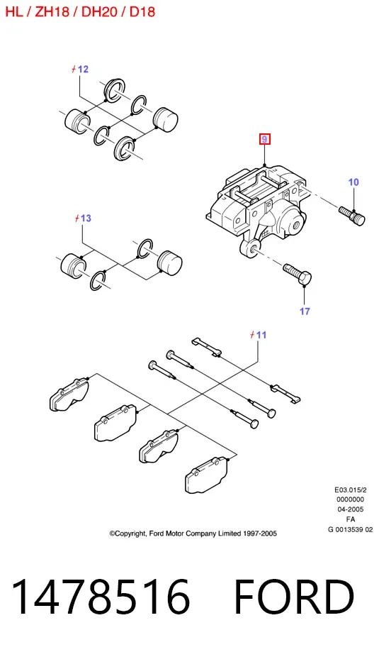 Суппорт задний левый 1478516 Ford