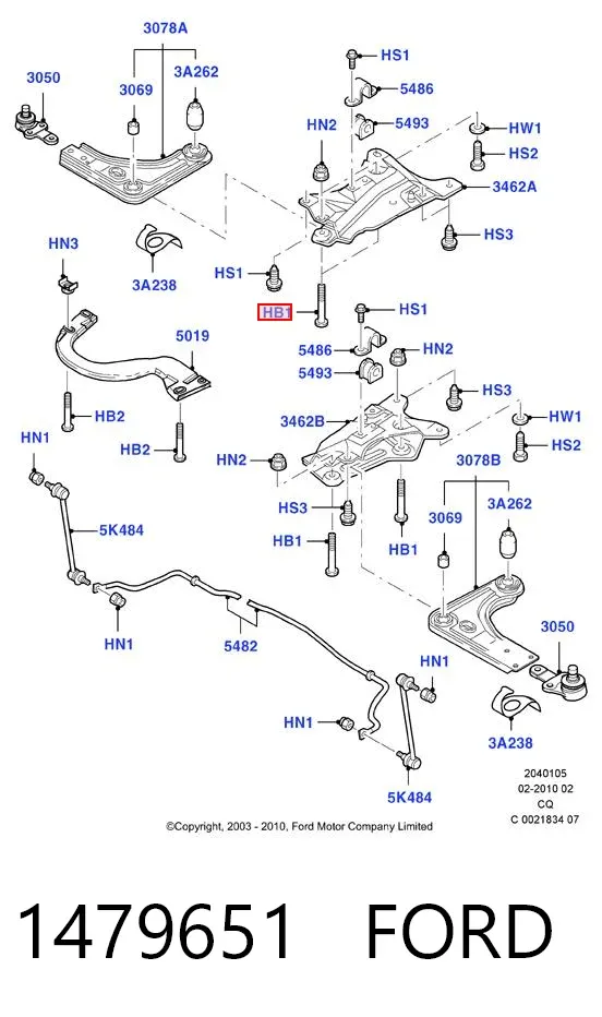 Болт переднего рычага 1479651 Ford