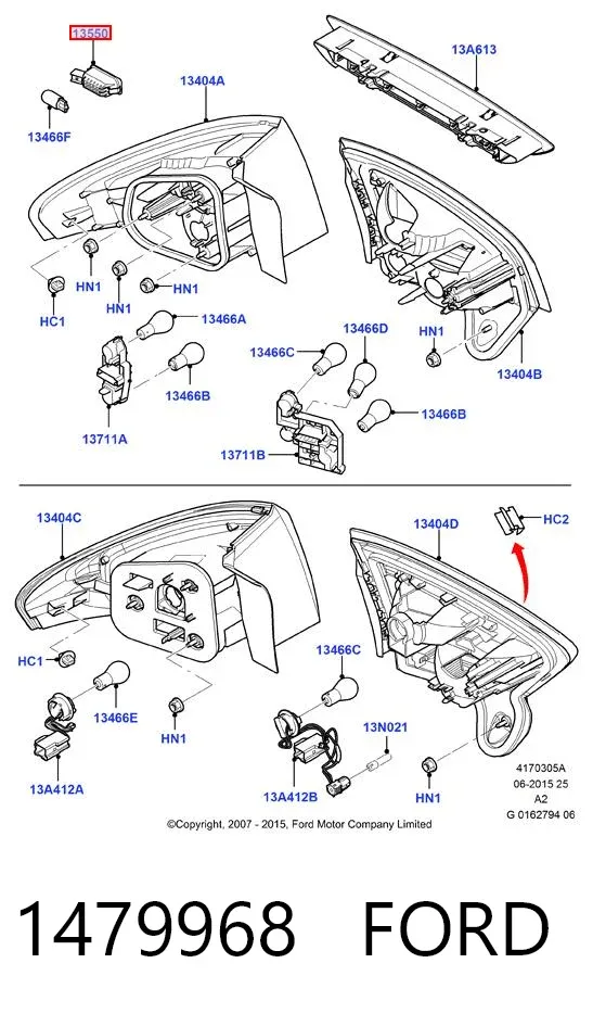 Фонарь подсветки номерного знака 1479968 Ford