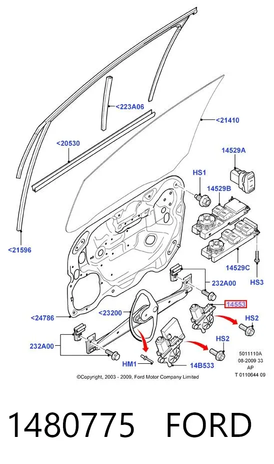 Мотор стеклоподъемника двери передней левой 1480775 Ford
