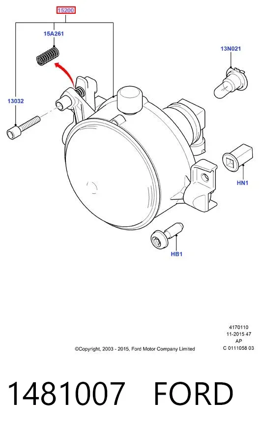 Фара противотуманная левая 1481007 Ford