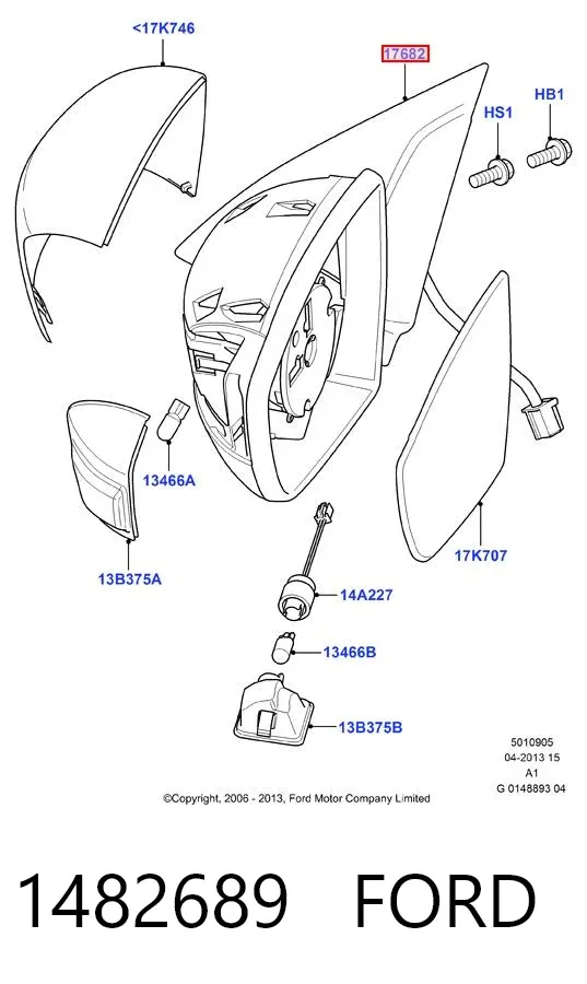 Левое боковое зеркало 1482689 Ford