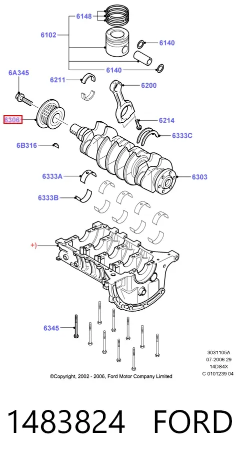Звездочка привода коленвала 1483824 Ford