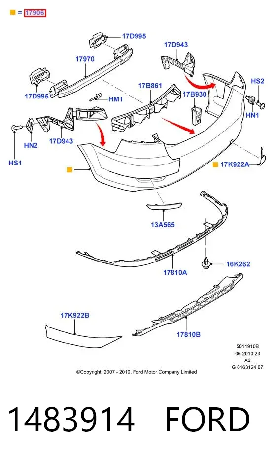 Задний бампер 1483914 Ford
