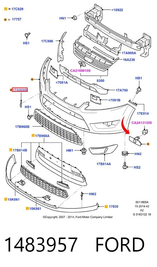 Заглушка буксировочного крюка 1483957 Ford
