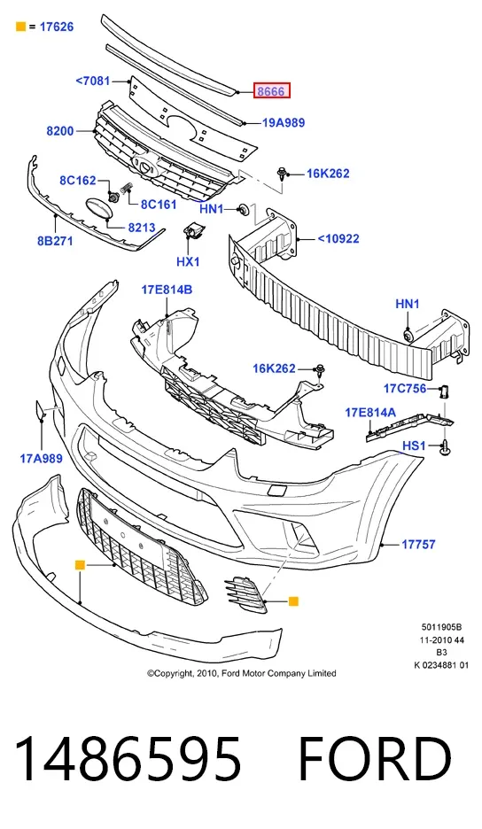 Накладка на капот 1486595 Ford