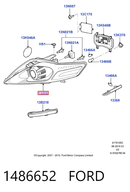 Левая фара 1486652 Ford