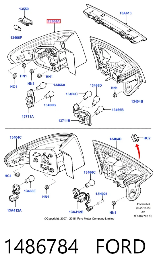 Фонарь задний левый внешний 1486784 Ford