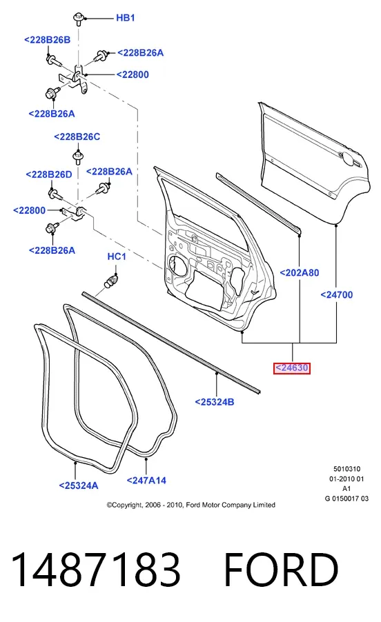 Дверь задняя левая 1487183 Ford