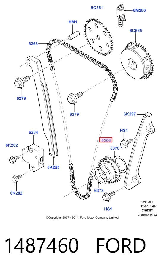 Комплект цепи ГРМ 1487460 Ford