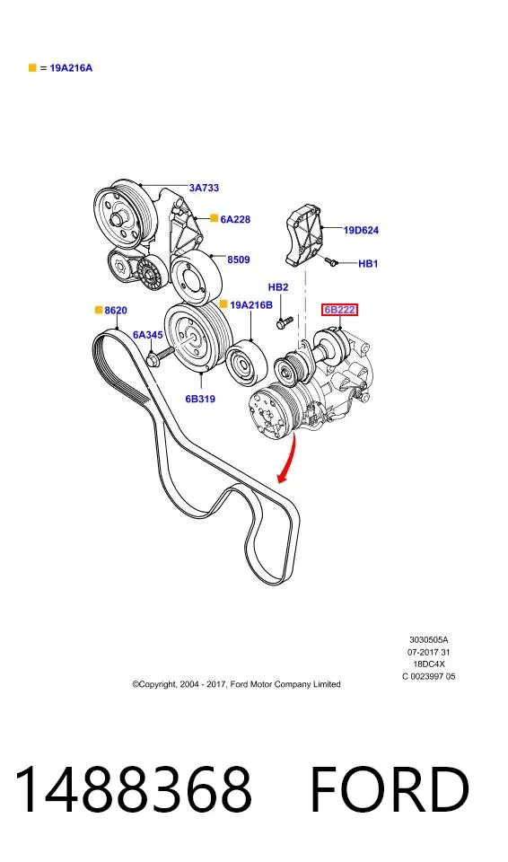 Шкив генератора 1488368 Ford