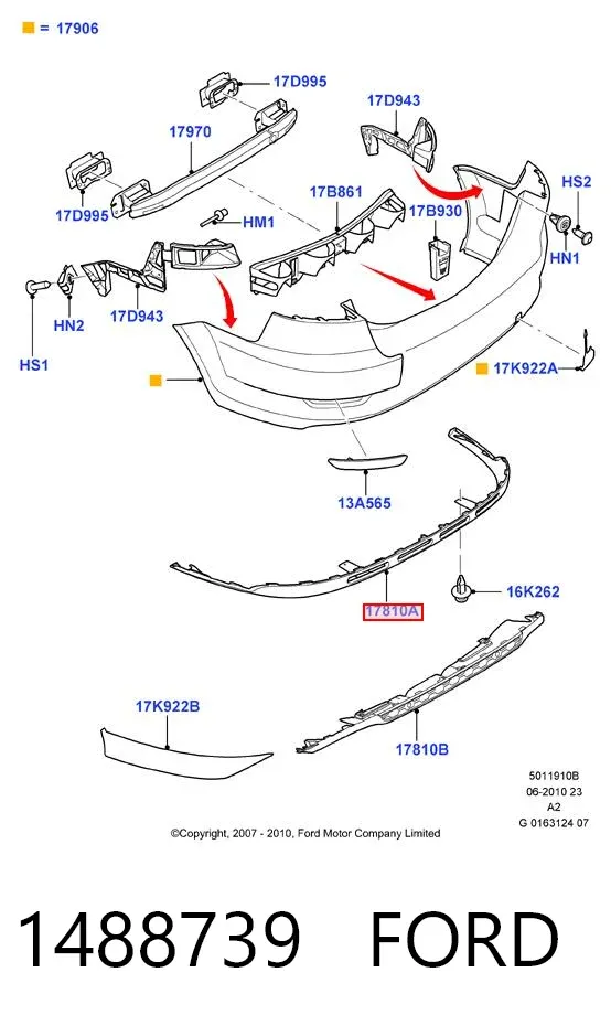 Спойлер заднего бампера 1488739 Ford