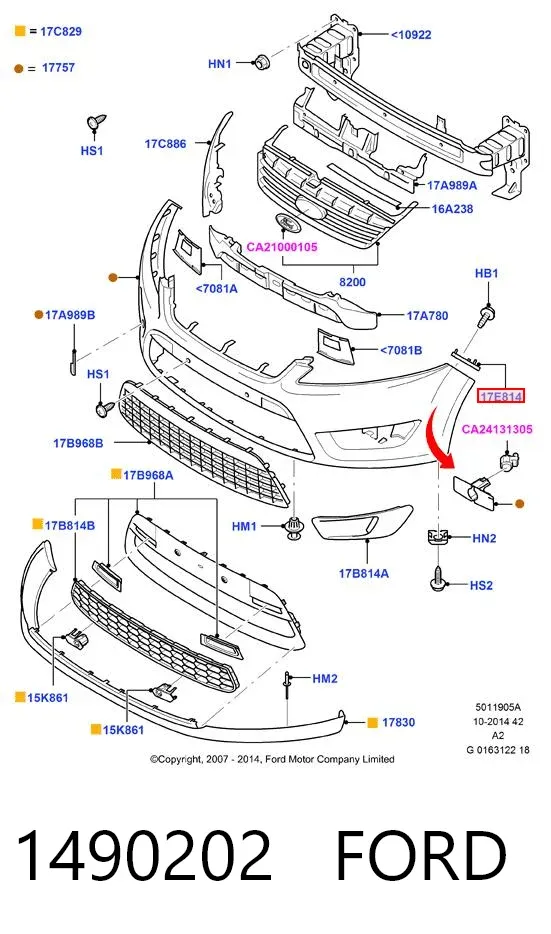 Кронштейн бампера переднего внешний левый 1490202 Ford