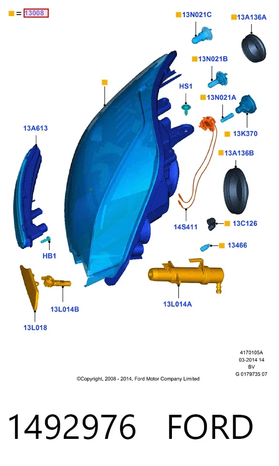 Левая фара 1492976 Ford