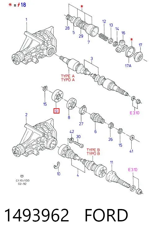 ШРУС внутренний задний 1493962 Ford