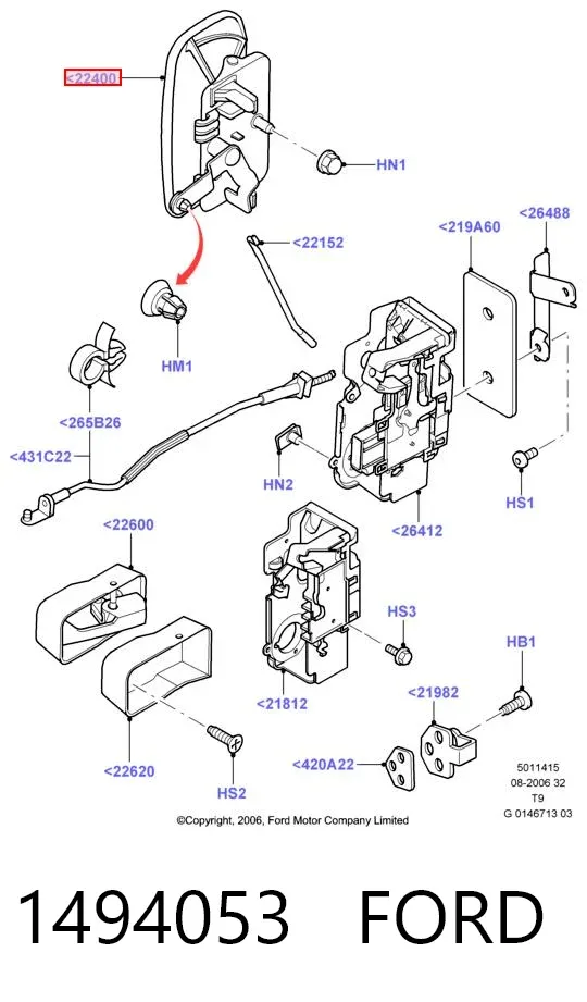 Ручка двери передней наружная правая 1494053 Ford