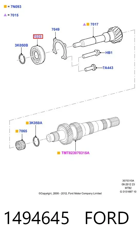 Подшипник первичного вала КПП 1494645 Ford