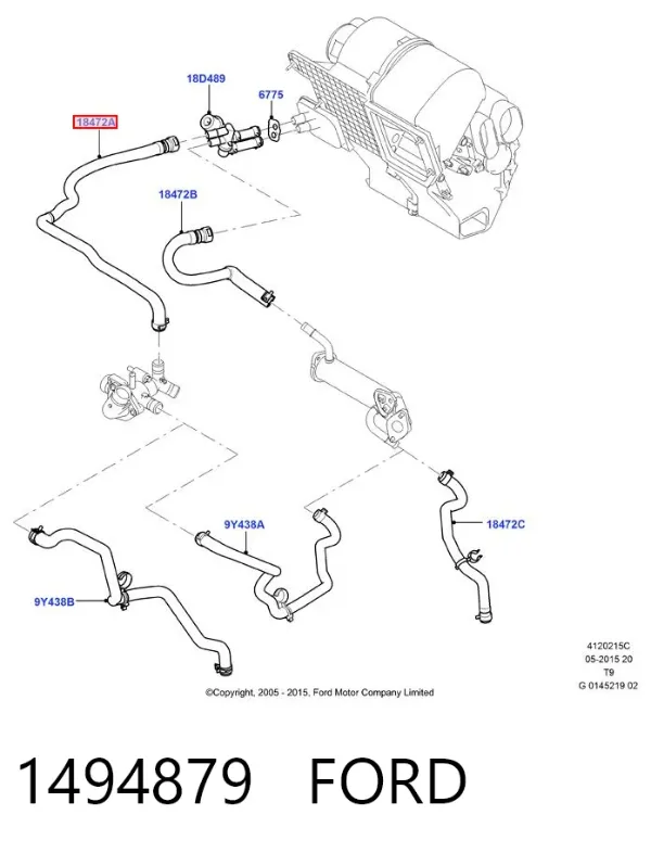 Шланг отопителя обратка 1494879 Ford