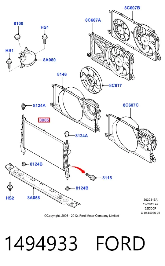 Радиатор 1494933 Ford