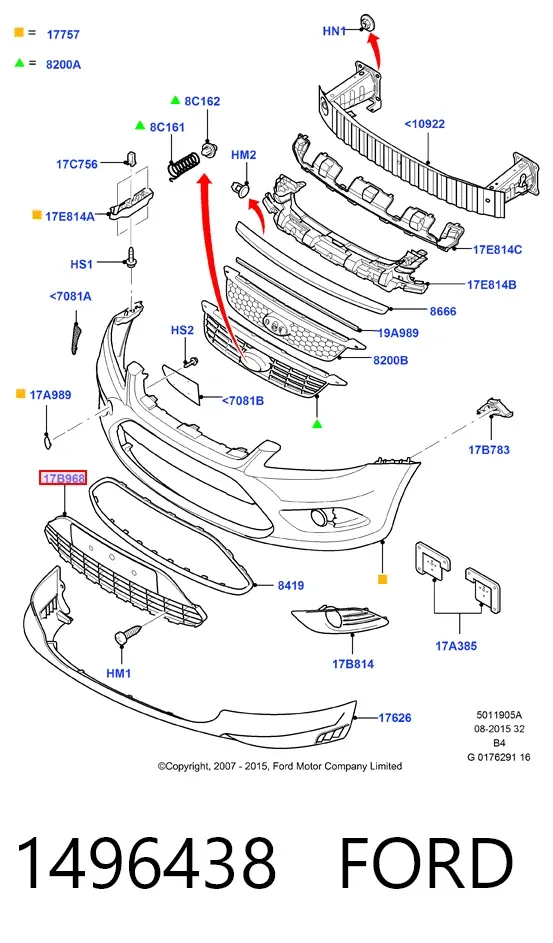Решетка бампера переднего 1496438 Ford