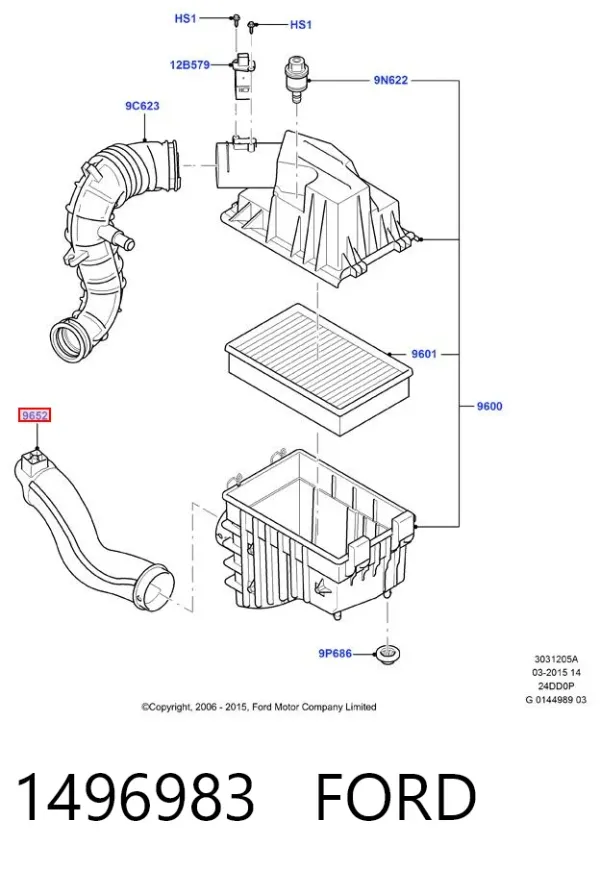 Воздухозаборник воздушного фильтра 1496983 Ford