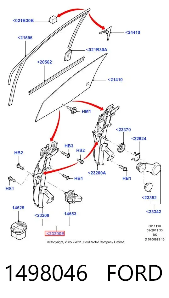 Стеклоподъемник передней правой двери 1498046 Ford