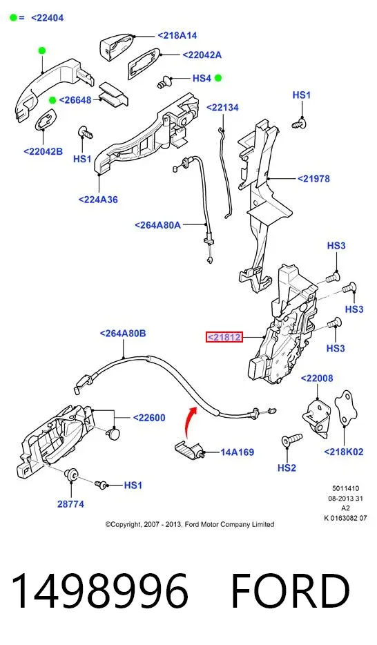 Замок передней правой двери 1498996 Ford