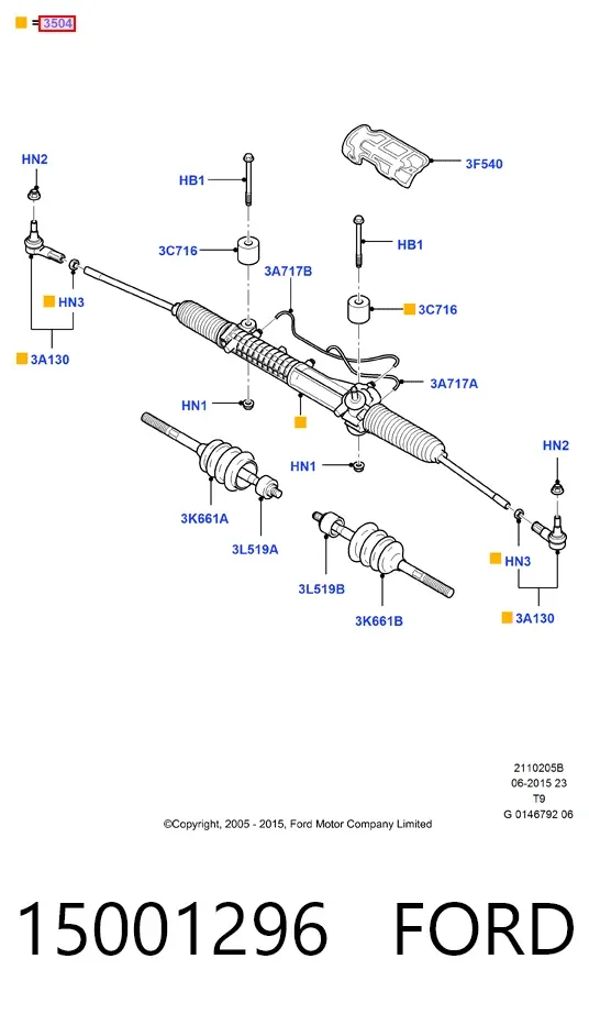 Рулевая рейка 15001296 Ford