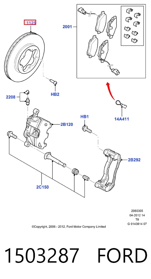 Передние тормозные диски 1503287 Ford
