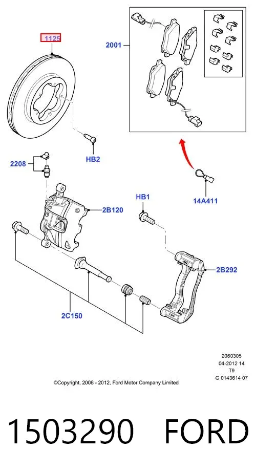 Передние тормозные диски 1503290 Ford