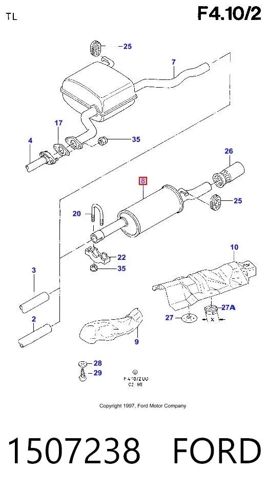 Глушитель задний 1507238 Ford