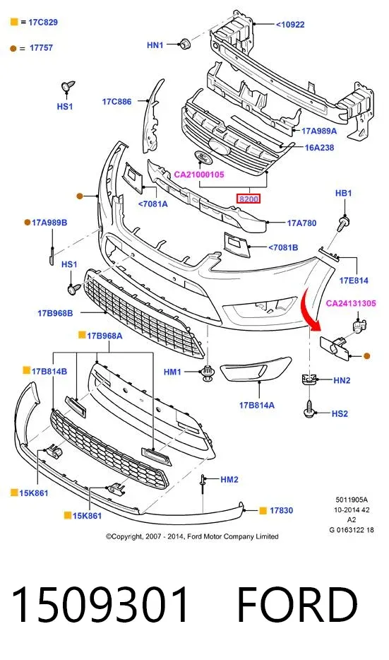 Решетка радиатора 1509301 Ford