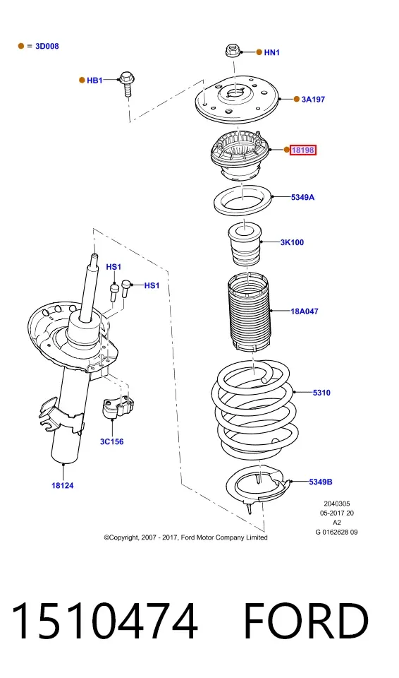 Опорный подшипник амортизатора 1510474 Ford