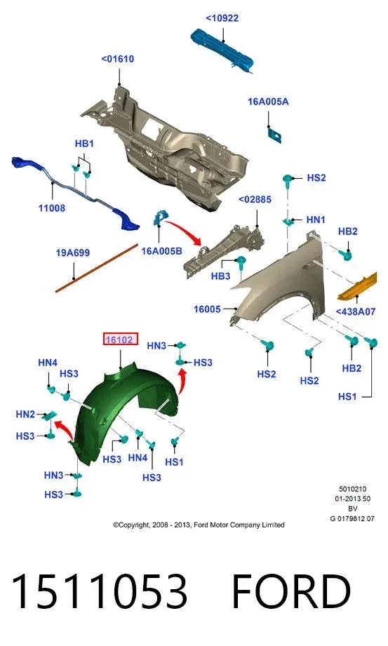 Подкрылок передний левый 1511053 Ford