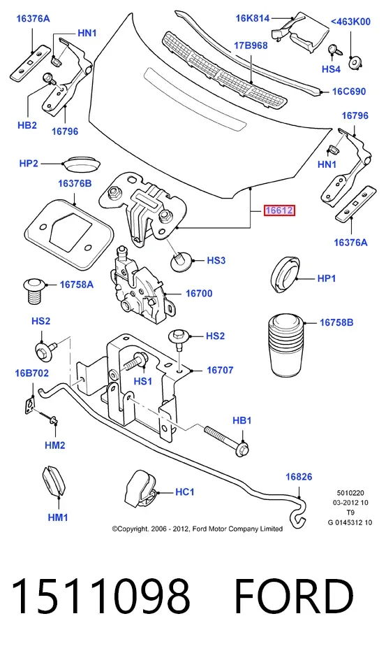 Капот 1511098 Ford