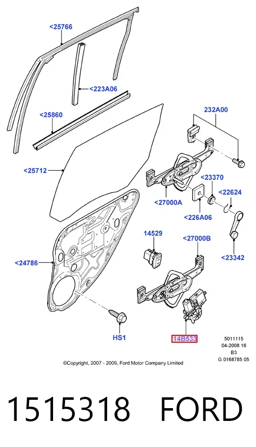 Мотор стеклоподъемника двери задней правой 1515318 Ford