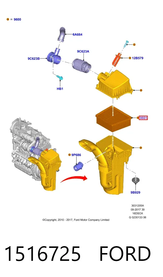 Воздушный фильтр 1516725 Ford