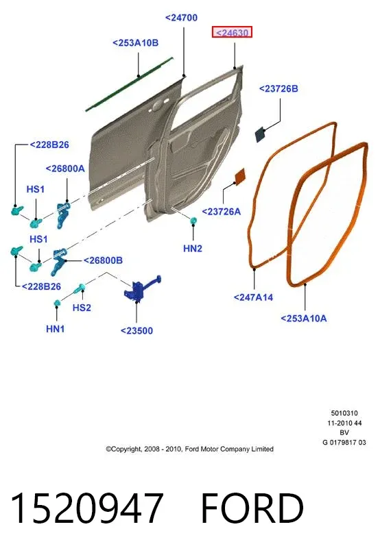 Дверь задняя левая 1520947 Ford