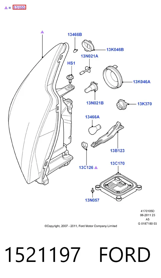 Левая фара 1521197 Ford
