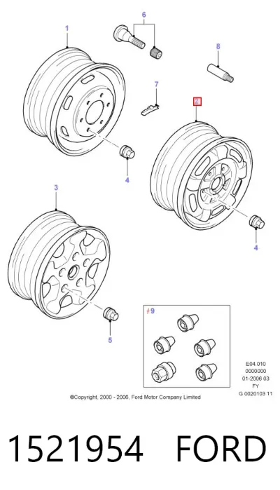 Диски колесные стальные (штампованные) FORD 1521954