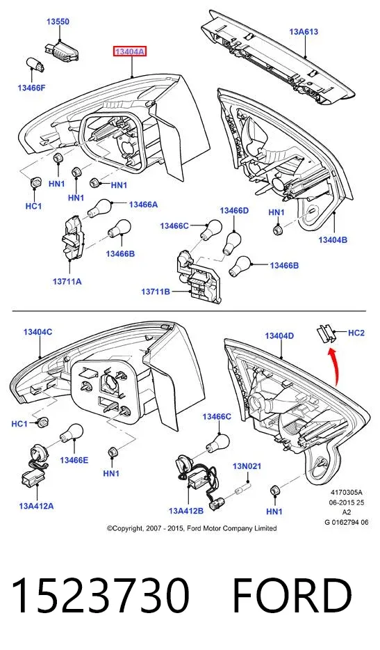 Фонарь задний правый внешний 1523730 Ford