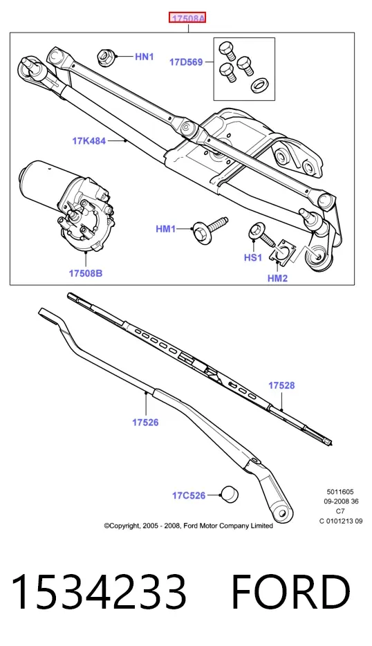 Трапеция дворников 1534233 Ford