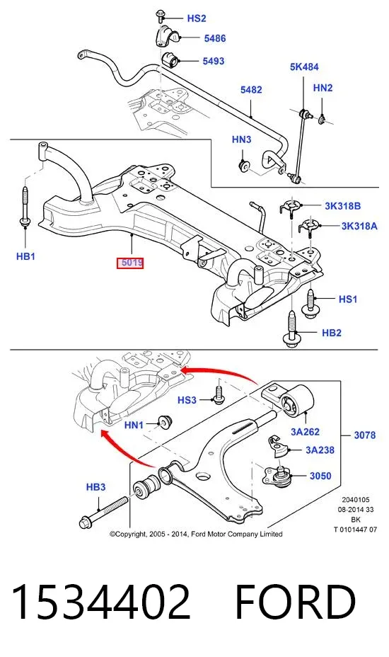 Подрамник передний 1534402 Ford