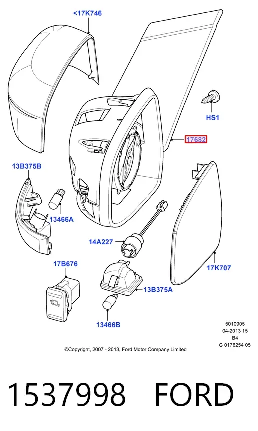 Правое зеркало 1537998 Ford