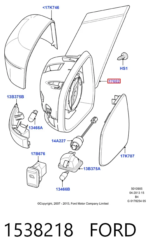 Левое боковое зеркало 1538218 Ford
