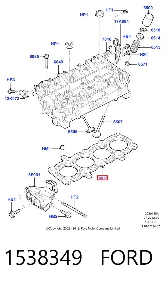 Прокладка ГБЦ 1538349 Ford