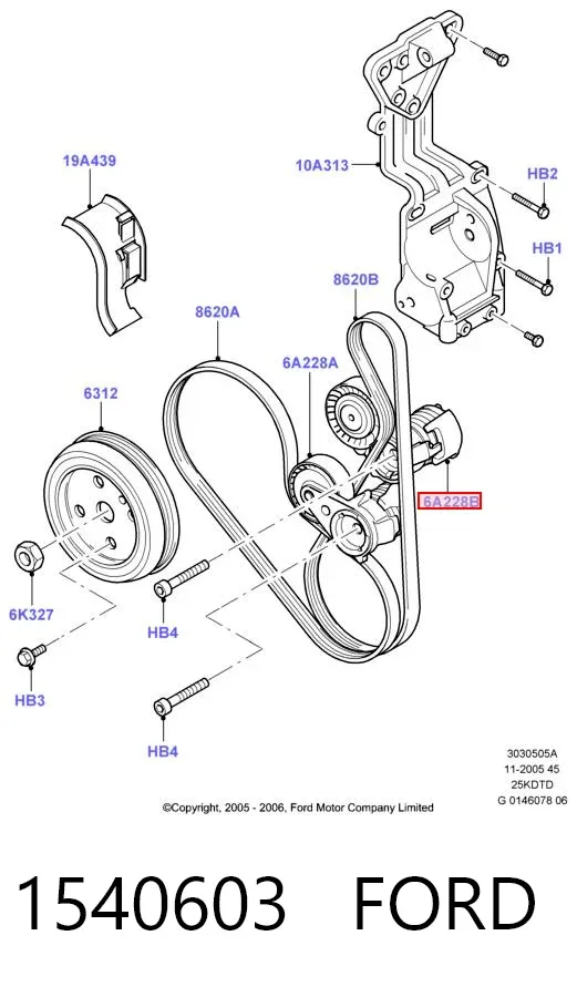 Натяжитель приводного ремня 1540603 Ford