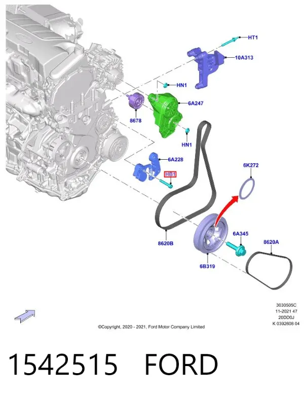 Болт крепления передней шаровой опоры к цапфе 1542515 Ford