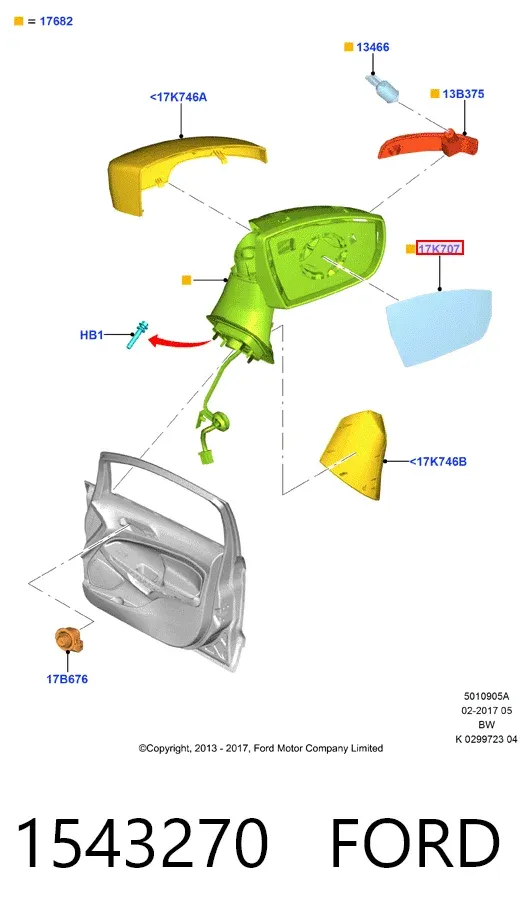 Стекло правого зеркала заднего вида 1543270 Ford